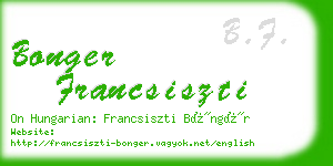 bonger francsiszti business card